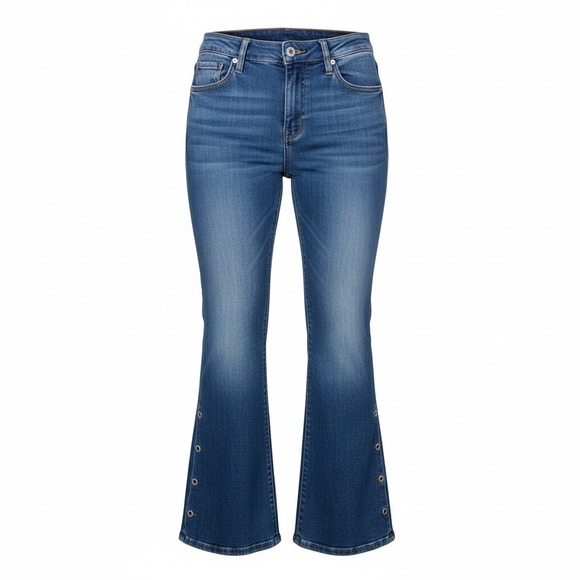 JEANS LOU LOU CLASSIC Denim - JouJou Jeans Blue Denim Bell bottom Womens 33 waist Button Detail High Rise